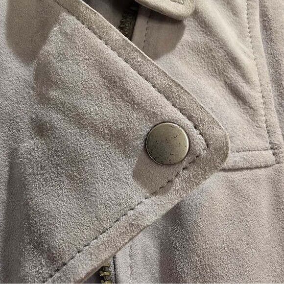 ALL SAINTS Sky Blue Suede Moto Jacket NWOT Sz 2 - Picture 13 of 16
